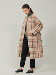 【Beige froid 】(店舗限定)ダブルフェイスノーカラーコート (リバーシブル)