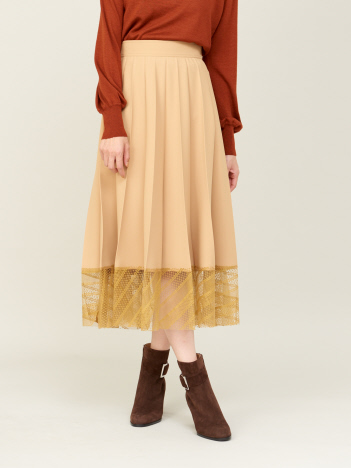 OUTLET (Ladie's) - 裾レースプリーツスカート