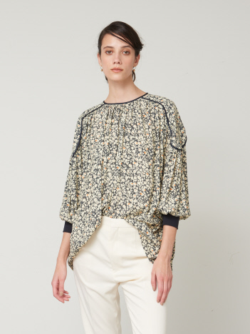 フラワープリント2WAYブラウス