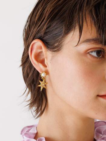 ADER. bijoux CUTSTEEL flower cabochon earring