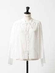 美品 ANIECA アニーカ 25SS シアーギャザーブラウス ホワイト シアーギャザーブラウス｜DESIGNWORKS / デザインワークス