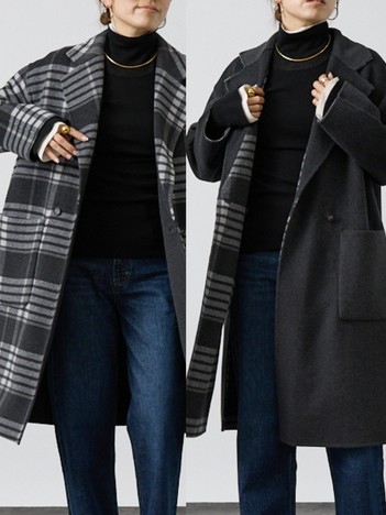 【リバーシブル】ダブルフェイスコートチェック