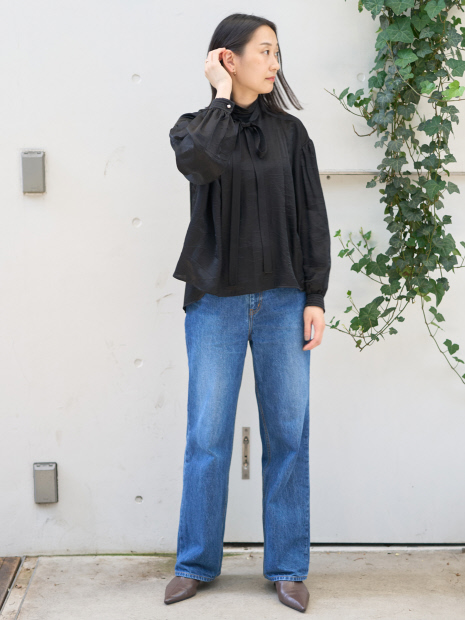 【BEAUVET/ボーヴェット】キュプラシルクボウタイブラウス