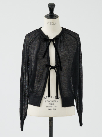 【BEAUVET/ボーヴェット 】モヘア混リボンカーディガン