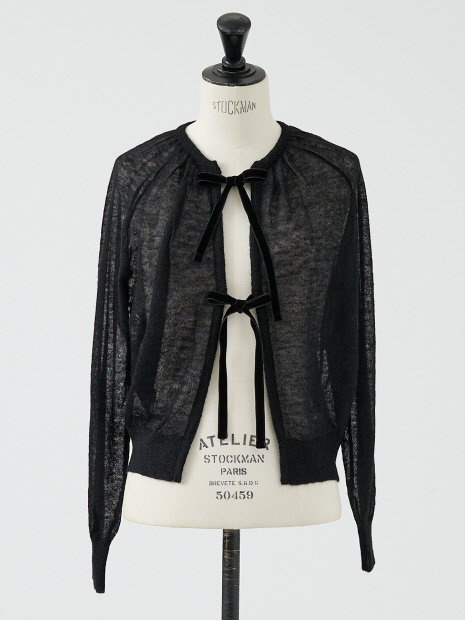 【BEAUVET/ボーヴェット 】モヘア混リボンカーディガン