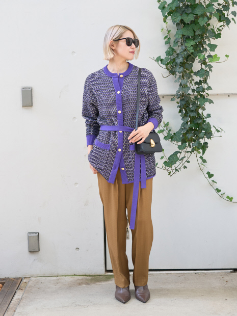 【セットアップ対応】【BEAUVET/ボーヴェット 】ニットジャガードロングカーディガン