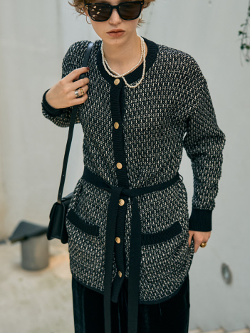 【セットアップ対応】【BEAUVET/ボーヴェット 】ニットジャガードロングカーディガン