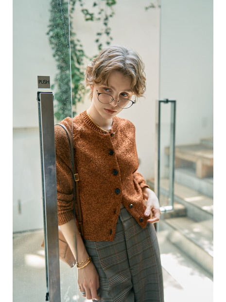 ラメクルーネックカーディガン