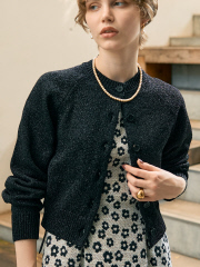 【極美品】LEONARD クラシックフラワー カシミヤクルーネックカーディガン 極美品】LEONARD レオナール クラシックフラワー カシミヤクルー