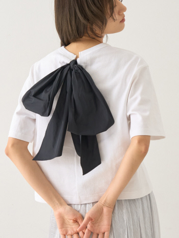 バックリボンヴィンテージ加工Tシャツ