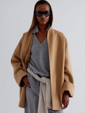 【Erika Cavallini/エリカ・カヴァリーニ】ストール&フードショートコート　COAT CLIO