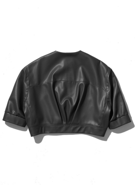 【EMMETI /エンメティ】 TILLY LAMBSKIN NAPPA ラムスキンレザー ノーカラードルマンスリーブジャケット