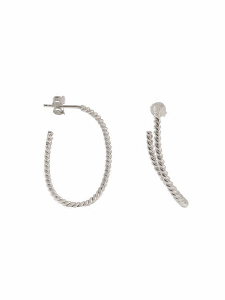 【BARJEWELLERY/バージュエリー】TWISTED ELONGATED HOOPEARR　ピアス　シルバー