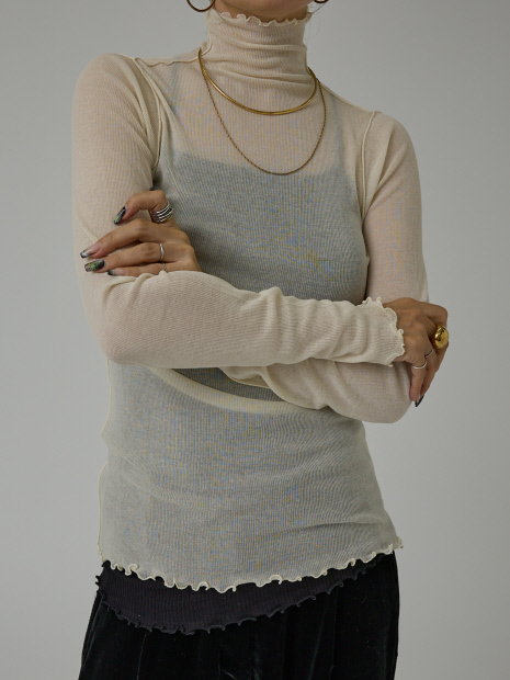 はく様♡専用オーダーページ HAKUJI/ハクジ 】Sheer rib high neck シアープルオーバー