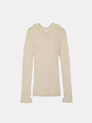 デザインワークス (レディース)
【HAKUJI/ハクジ】Wool rib layerd レイヤードロングスリーブ　プルオーバー