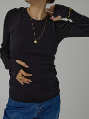 美品　RIB ロングスリーブプルオーバー mideal（マイディール） ニット セーター long sleeve rib knit