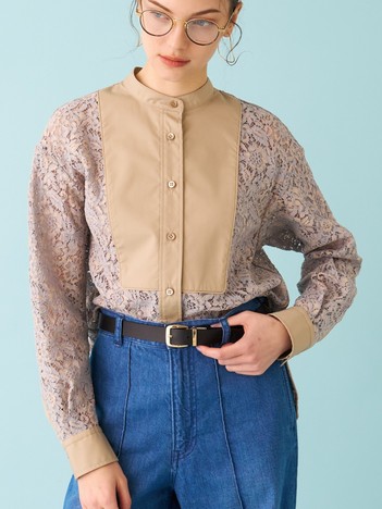 【セットアップ対応】コードレースドッキングシャツ