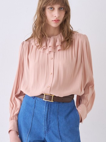 ダブル襟シアーブラウス