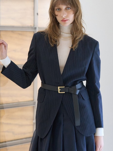 セットアップ対応】リネン混ノーカラージャケット【予約