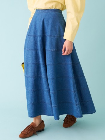 デニムパネルドフレアースカート