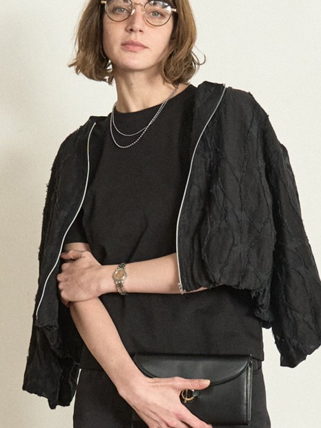 アブストラクトカットジャガードブルゾン