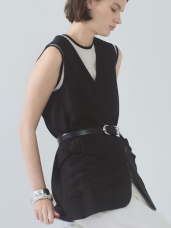 リネン混リボンディティールジレ【予約】