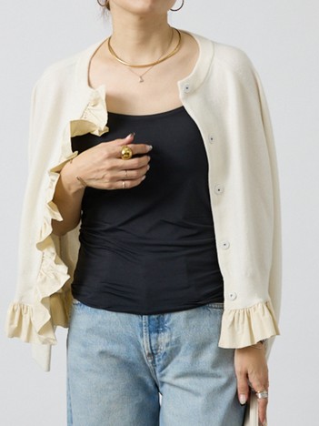 タフタフリルニットカーディガン