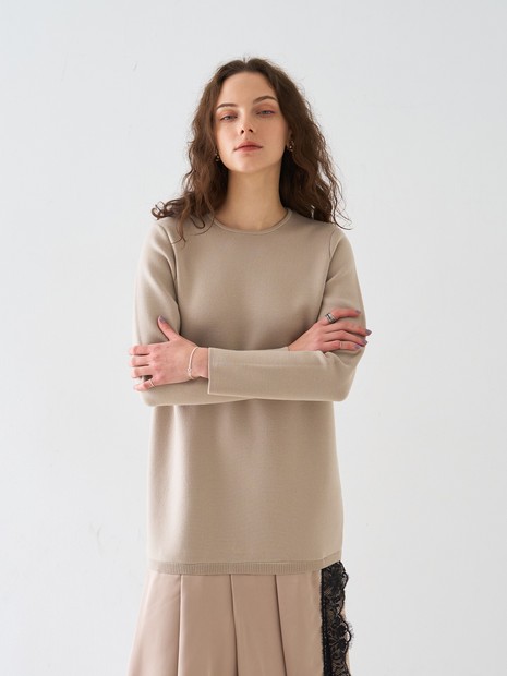 ヘムレースニットドッキングドレス