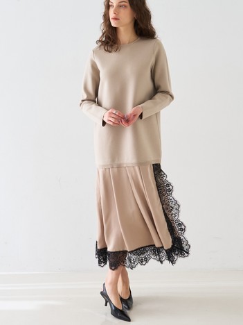 ヘムレースニットドッキングドレス