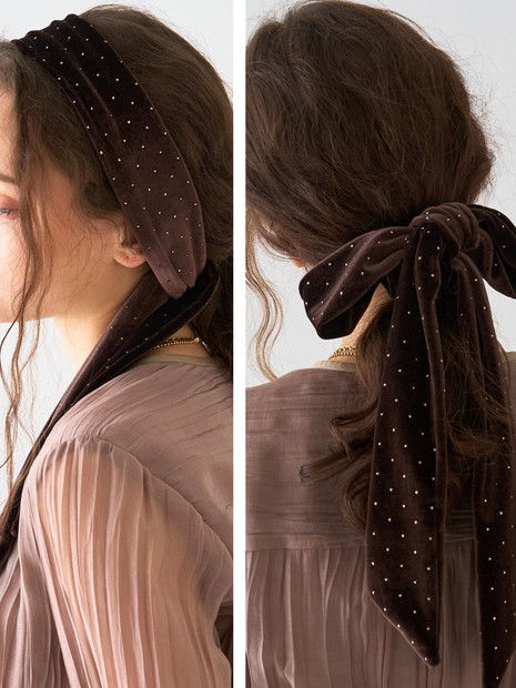 【TRESSE/トレス】BRIGITTE dot ribbon chouchou　3WAYシュシュリボン