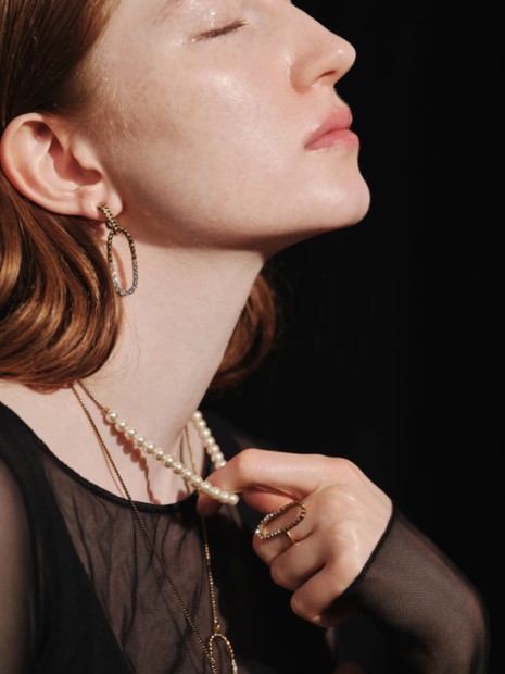 ADER.bijoux/アデルビジュー】CUTSTEEL sparkle pearl raliet