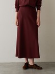 【セットアップ対応】フィブリルサテンエプロン付ロングスカート