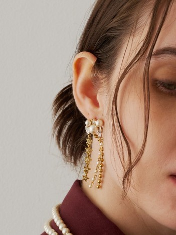 【ADER.bijoux/アデルビジュー】SPARKLE fringe pierce　フリンジピアス