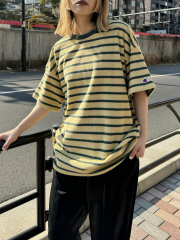 【Champion】パイルボーダーTシャツ