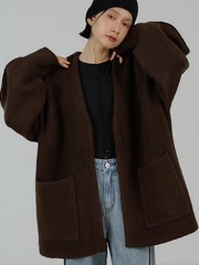 袖ボリュームニットコート