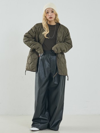 【TAION】ミリタリー Vネック Wジップ ダウンジャケット / ブルゾン