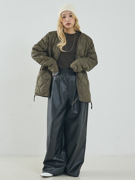 【TAION】ミリタリー Vネック Wジップ ダウンジャケット / ブルゾン