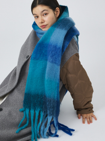 【bell cote】大判 チェック シャギーマフラー/ストール