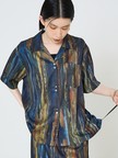 【セットアップ対応】ペイント柄 開襟シャツ