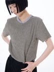 楊柳シボ感 リンガーTシャツ ｜ 半袖 リブ切替 クロップド丈