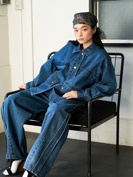 【セットアップ対応】オーバーサイズ デニム ジャケット / カバーオール