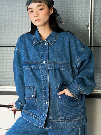 【セットアップ対応】オーバーサイズ デニム ジャケット / カバーオール