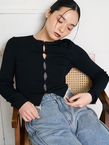 バイカラーコンパクトカーディガン