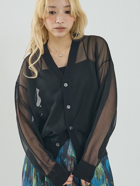 ジャガード シアー ニット カーディガン【予約】｜NOMINE / ノミネ