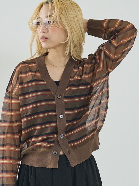 ジャガード シアー ニット カーディガン【予約】｜NOMINE / ノミネ