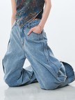 サイドライン ワイド デニムパンツ