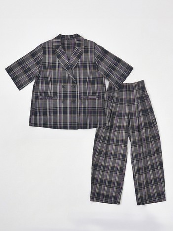 【2点セット/ONLINESTORE限定】ハーフスリーブチェックSET UP
