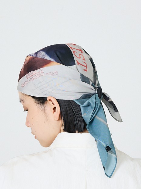 LY】Postcard scarf 転写プリント 大判 スカーフ｜NOMINE / ノミネ