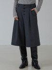 フロントボタン オックス バミューダワイドパンツ｜セットアップ対応 ウールライク