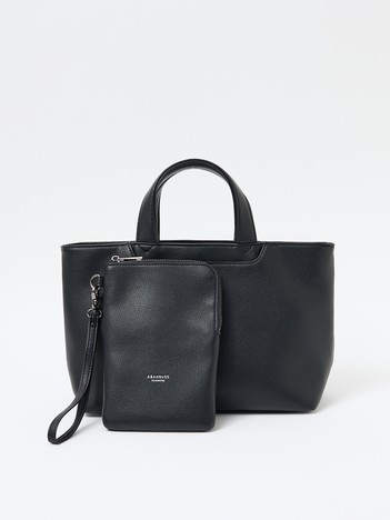 【ABAHOUSE　les essentiels】定番ミニトートバッグ / スプリットレザー/シュリンク/クラッチバッグ付き